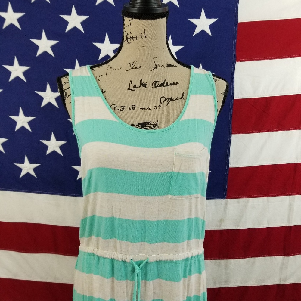 Olive & Oak Teal & Tan Striped Dress Medium